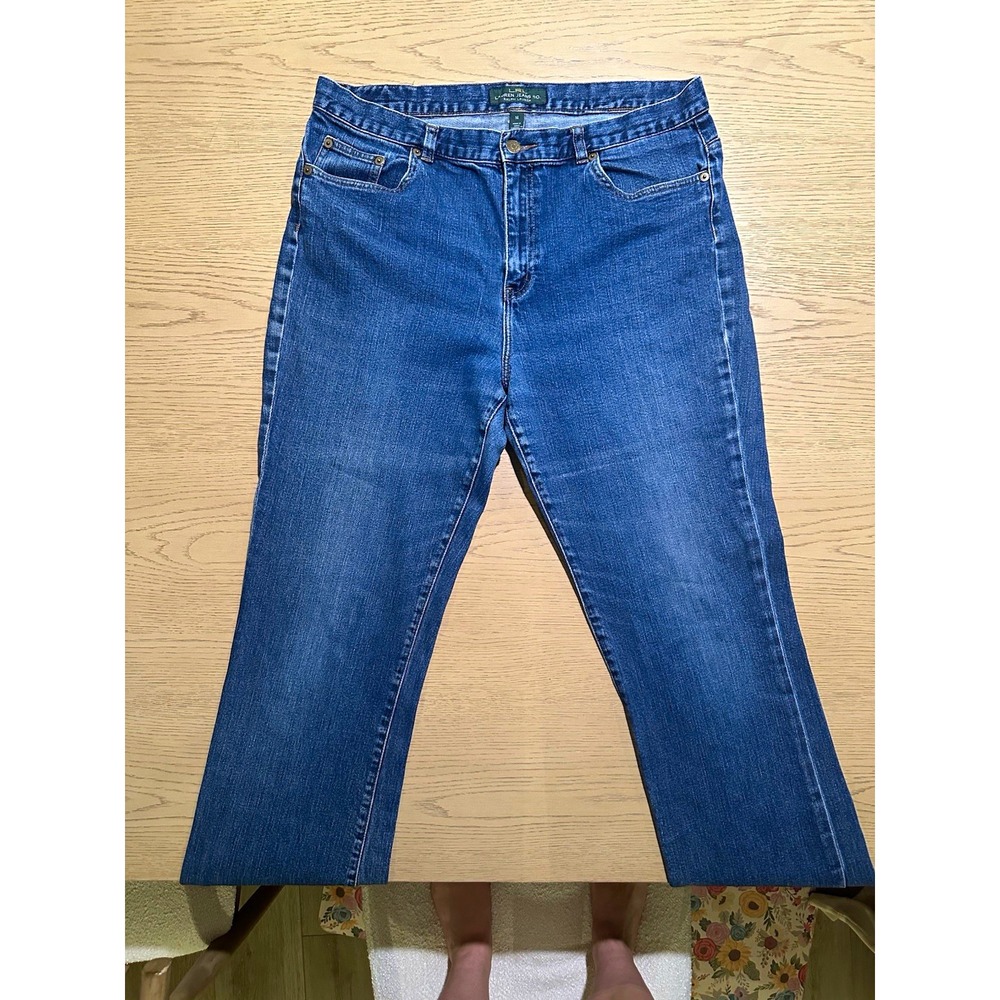 Lauren Jeans Co. Ralph Lauren Flap Pocket Embroidered Jean Women's Sz 14 Md wash